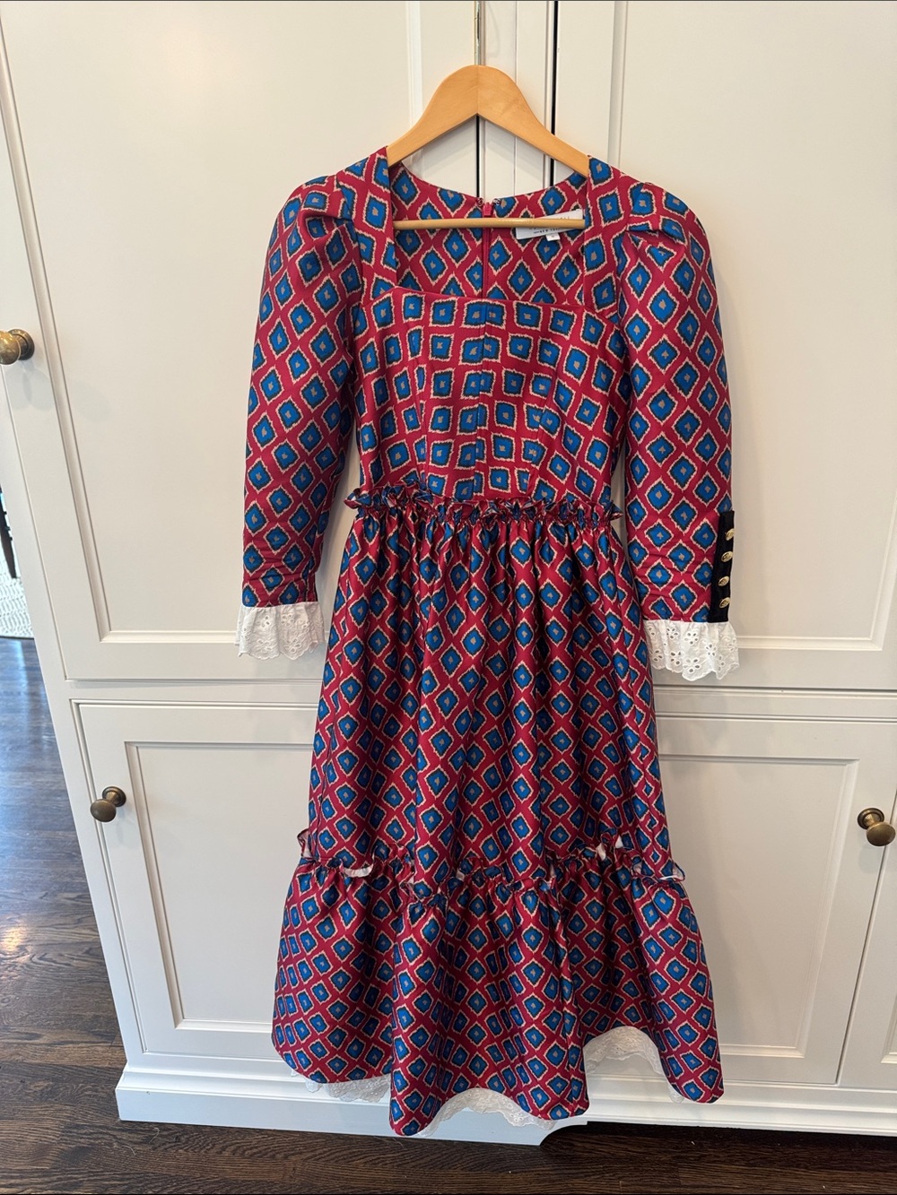 HUNTER BELL Pink-Blue Geometric Square-Neck Maxi Dress - Picture 5 of 7